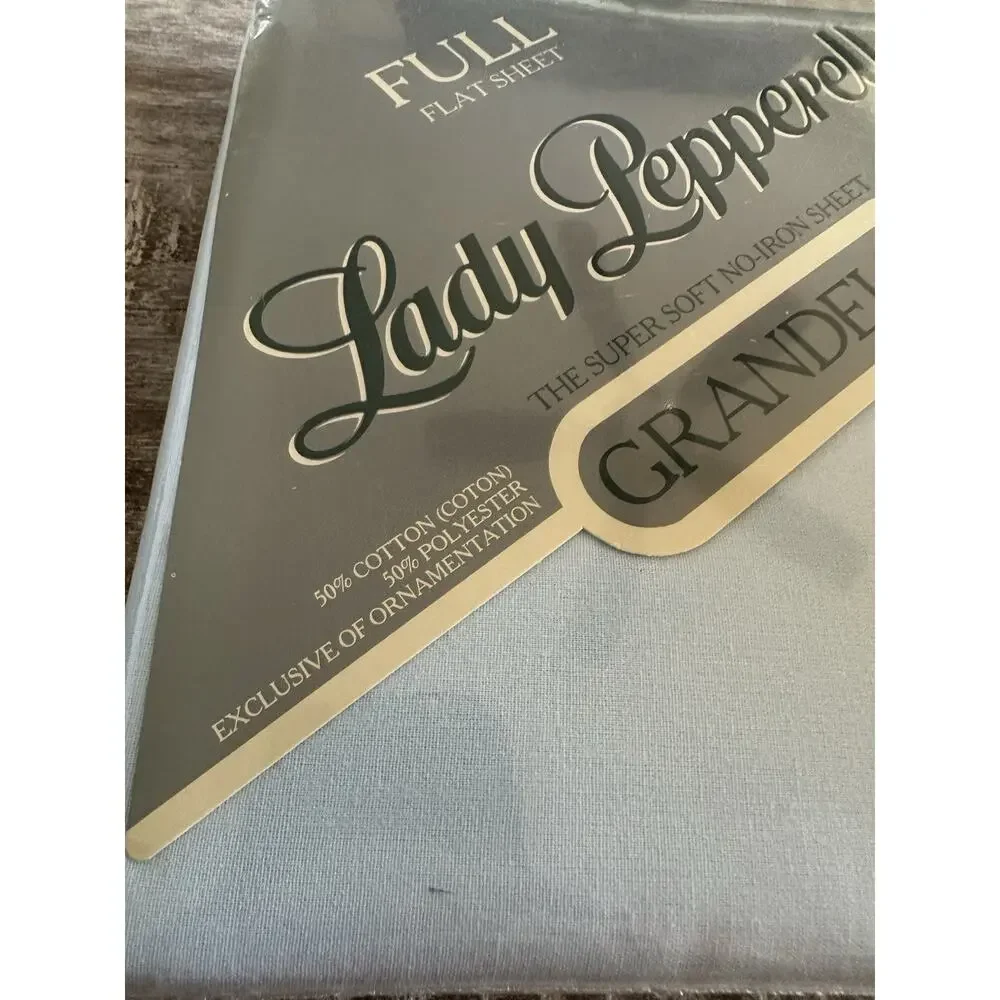 Vintage Lady Pepperell FULL Flat Cotton Sheet Light Blue No Iron New 54x75 USA